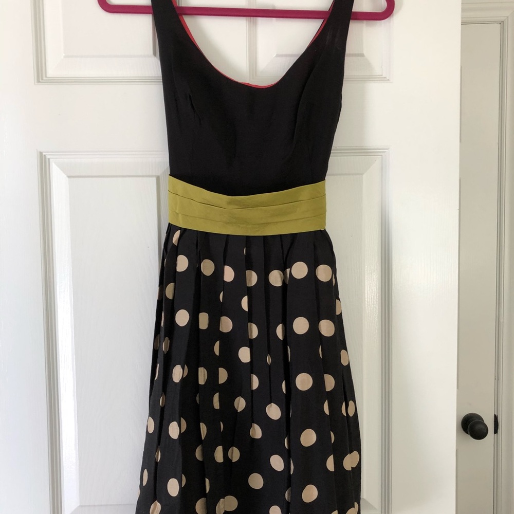 ANTHROPOLOGIE polka dot dress with pink lining sz6